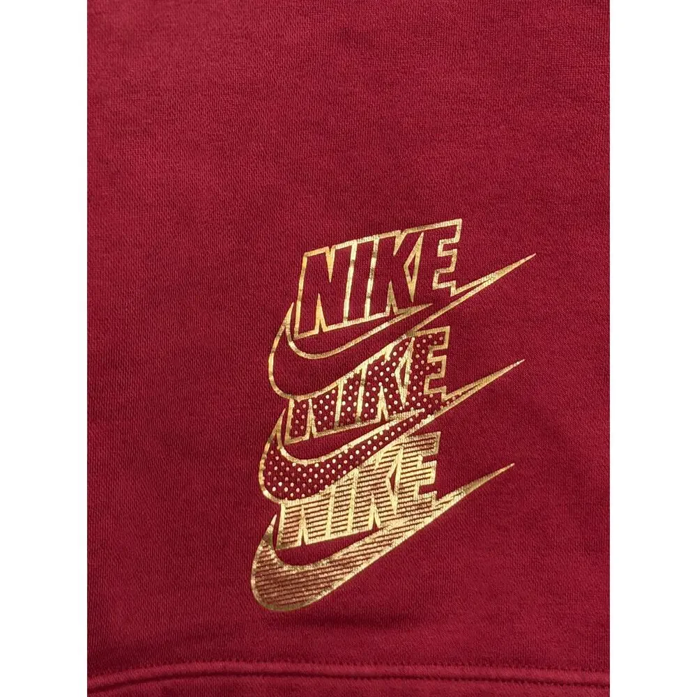 Nike Sportswear Shine Funnel-Neck 1/4 Zip cropped sweatshirt with gold accents